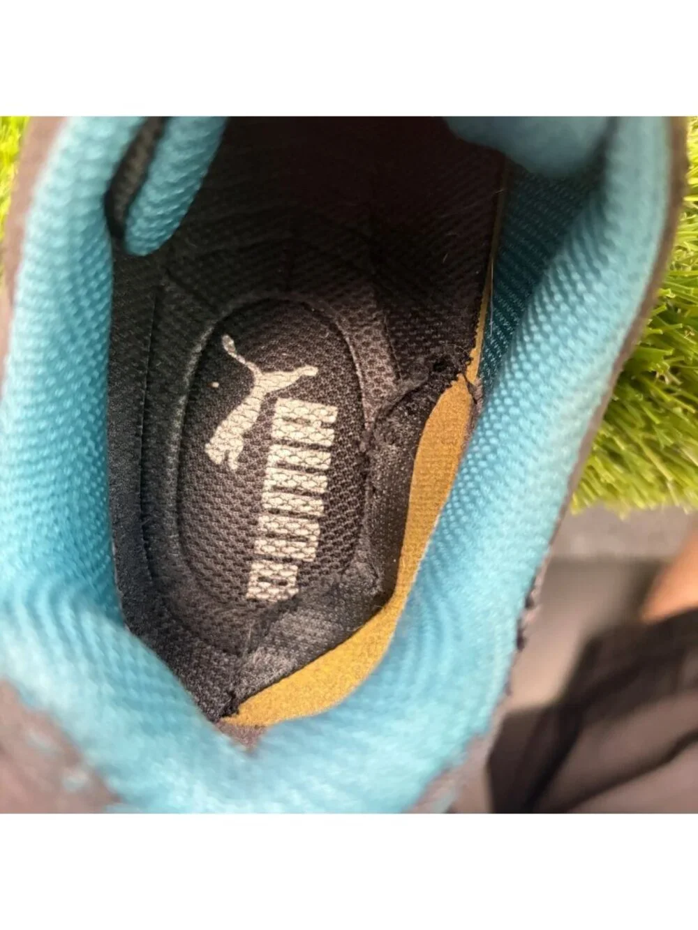 Puma Fuse Knit 2.0 Low Womens Size 7 Black Blue Composite Toe Safety Work Shoes